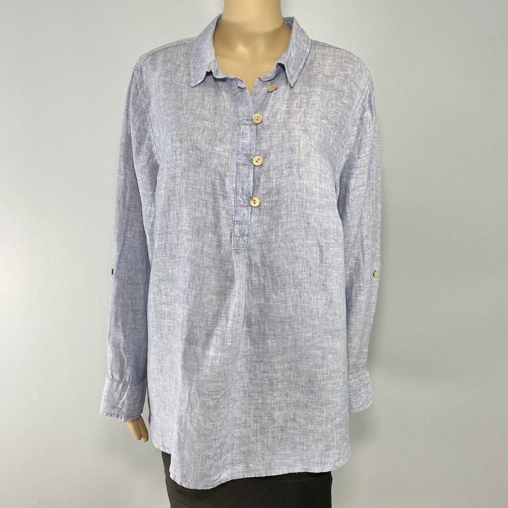 Sigrid Olsen Pullover Tunic Top Size 1x Blue 100%… - image 2